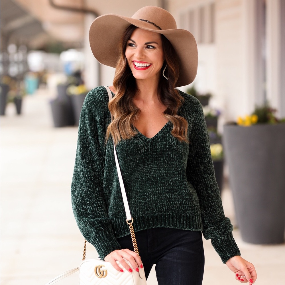 Express green chenille sweater!